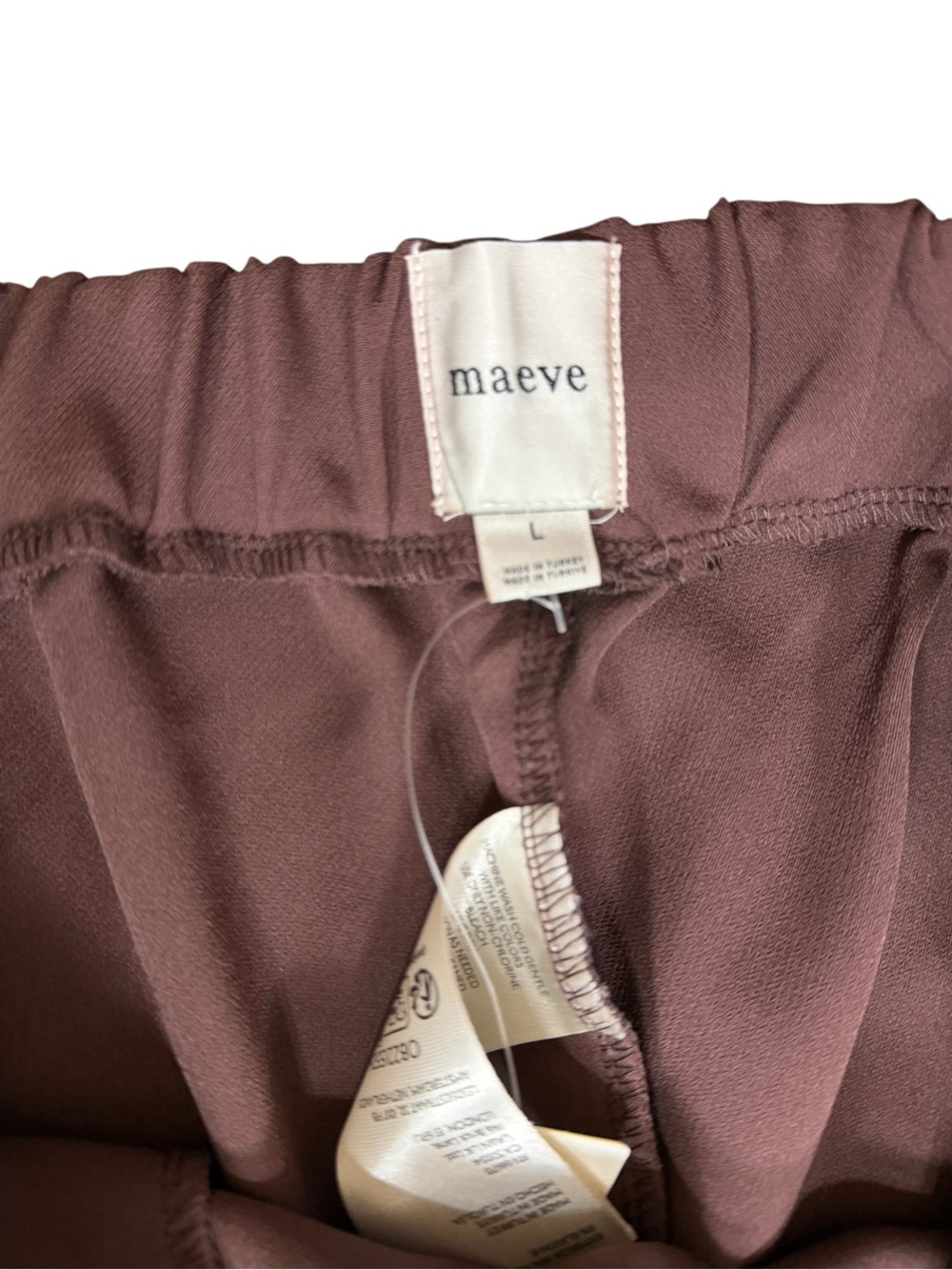 Maeve for Anthropologie “Aaron” Brown Wide-Leg Track Pants Cream Side Stripe NWT - Picture 12 of 14